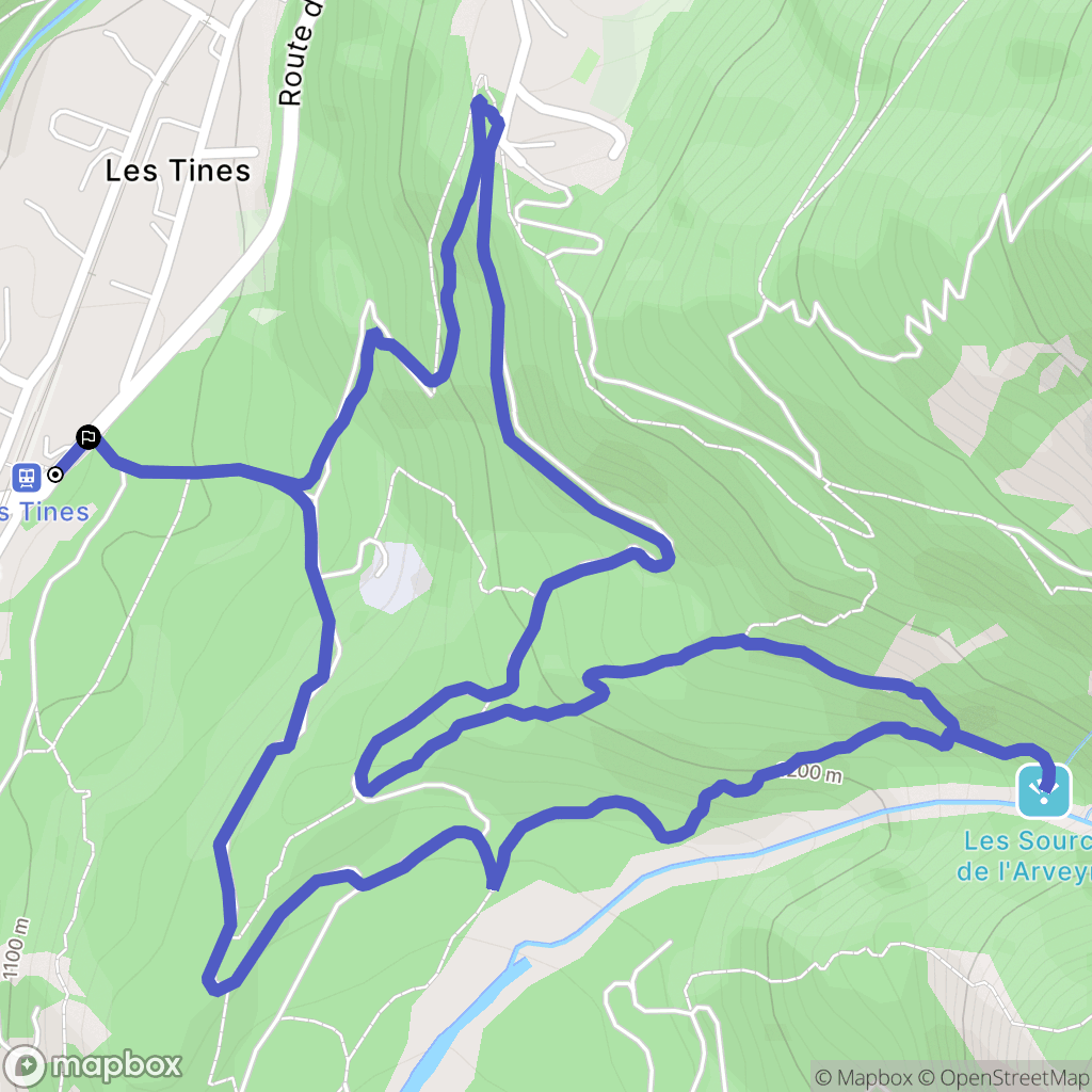 Chamonix-Mont-Blanc : carte du parcours de randonnée - France