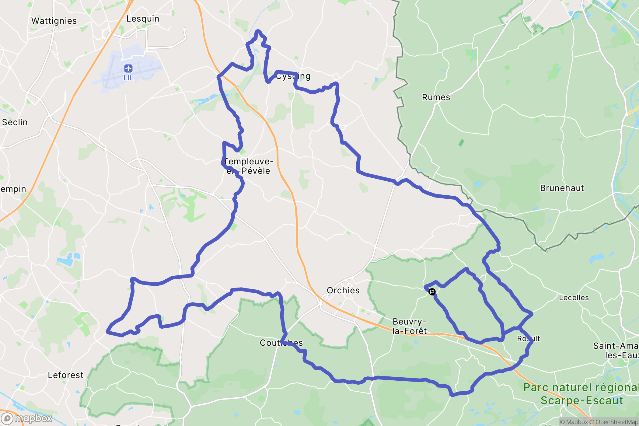 Landas : carte du parcours de randonnée - France