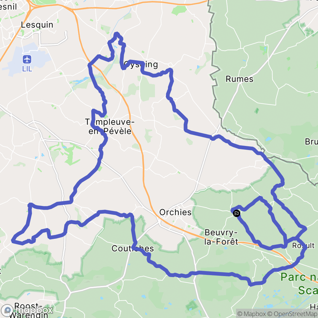 Landas : carte du parcours de randonnée - France