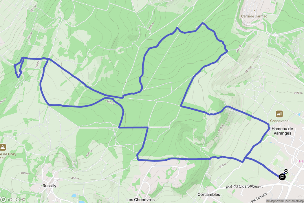 Givry : carte du parcours de randonnée - France