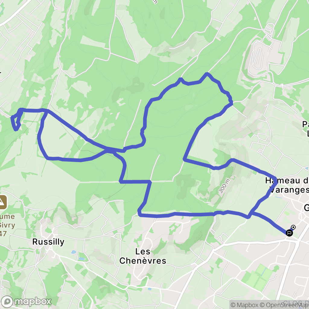 Givry : carte du parcours de randonnée - France