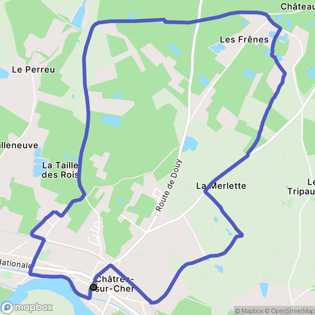 Châtres-sur-Cher : carte du parcours de randonnée - France