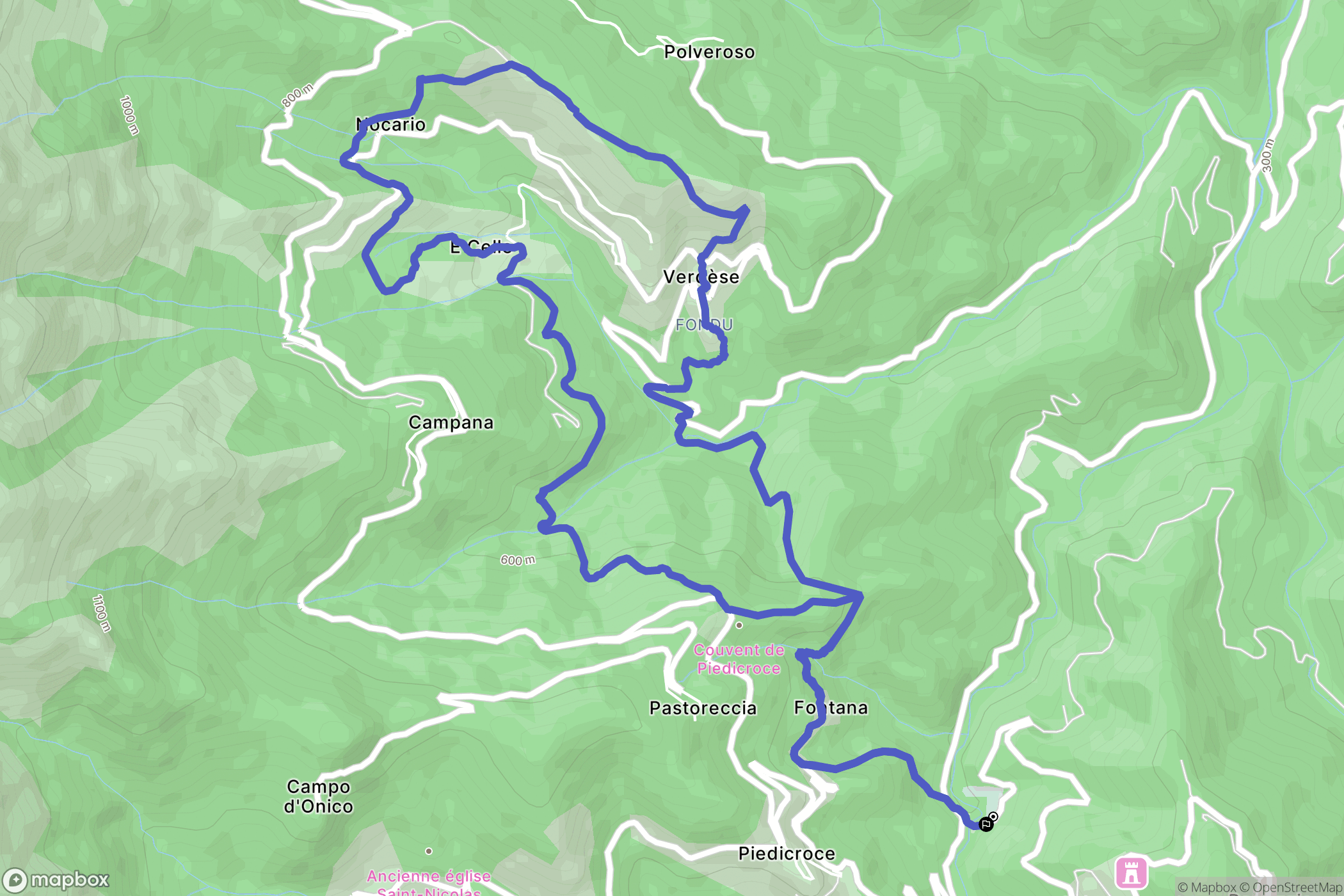 Stazzona : carte du parcours de randonnée - France