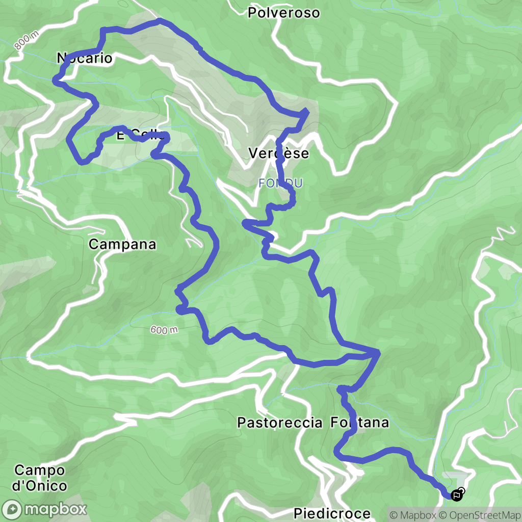 Stazzona : carte du parcours de randonnée - France