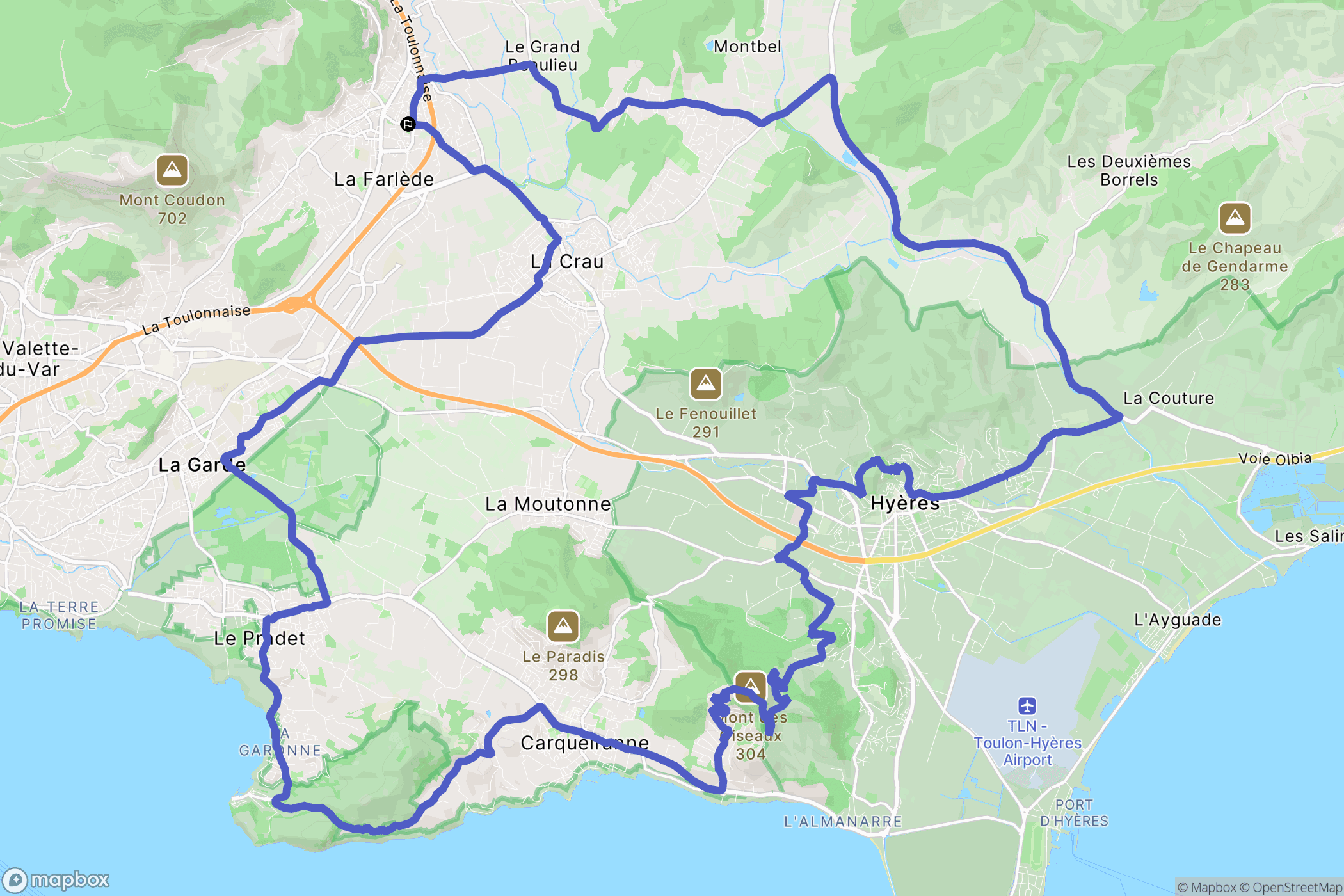 La Farlède : carte du parcours de randonnée - France