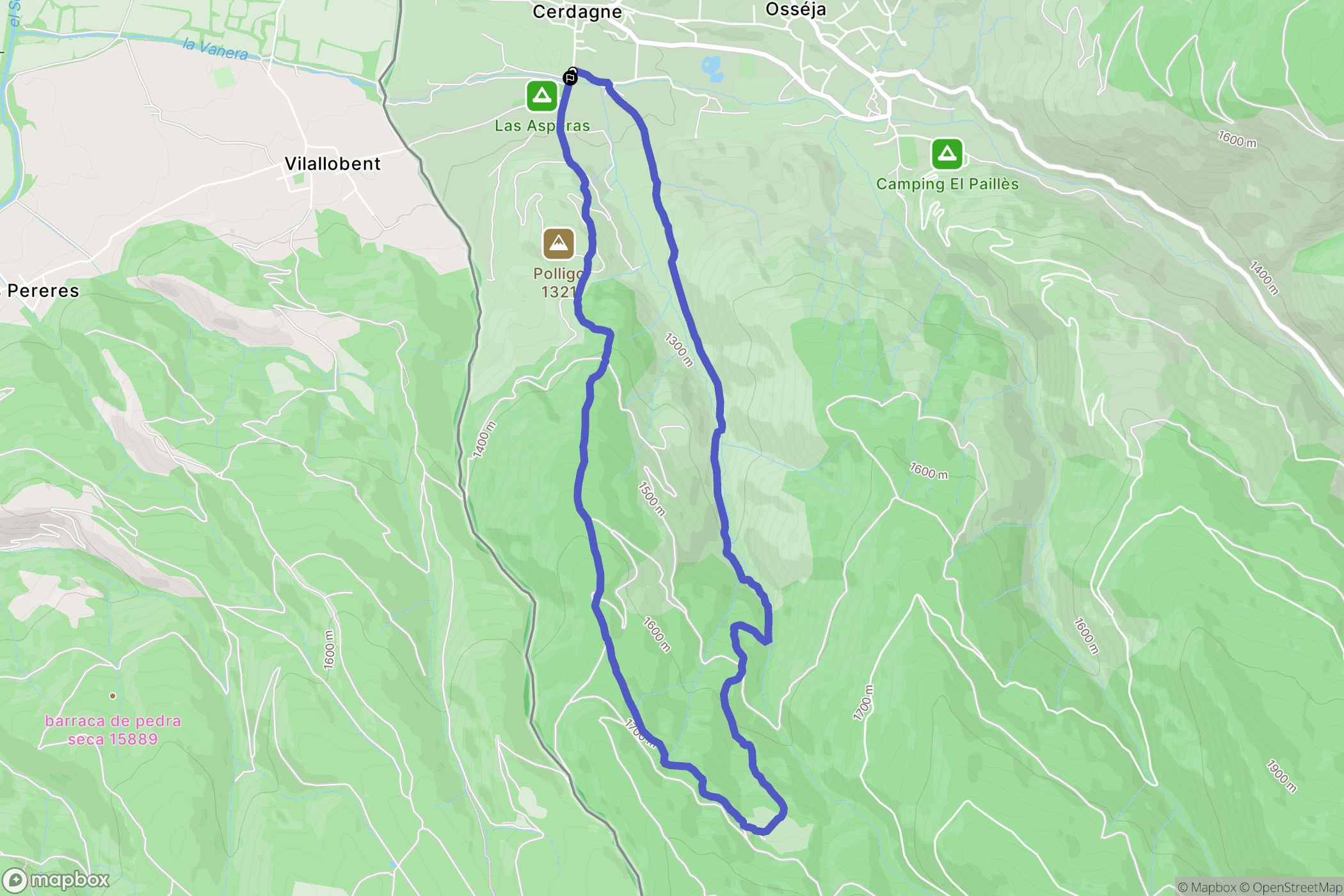 Palau-de-Cerdagne : carte du parcours de randonnée - France