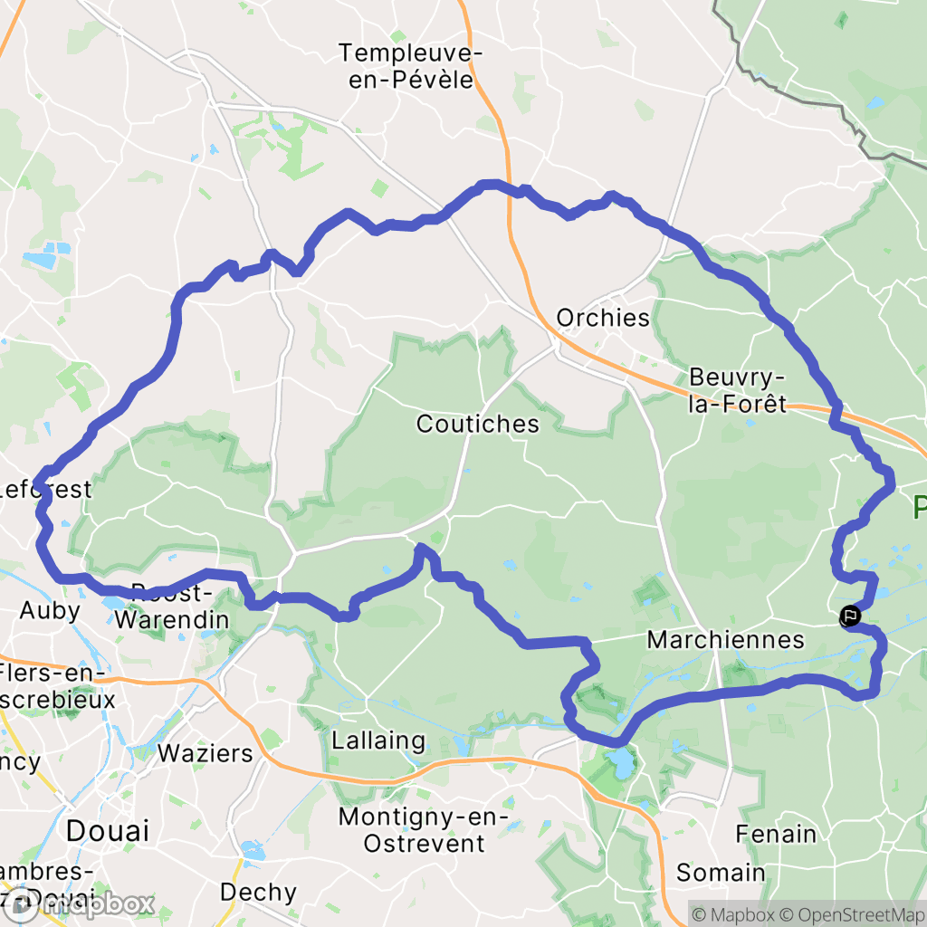 Warlaing : carte du parcours de randonnée - France