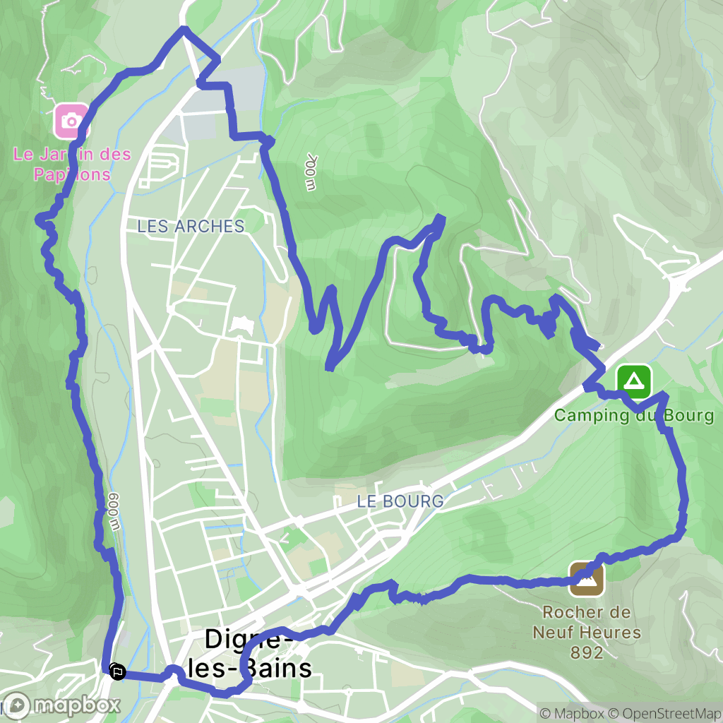 Digne-les-Bains : carte du parcours de randonnée - France