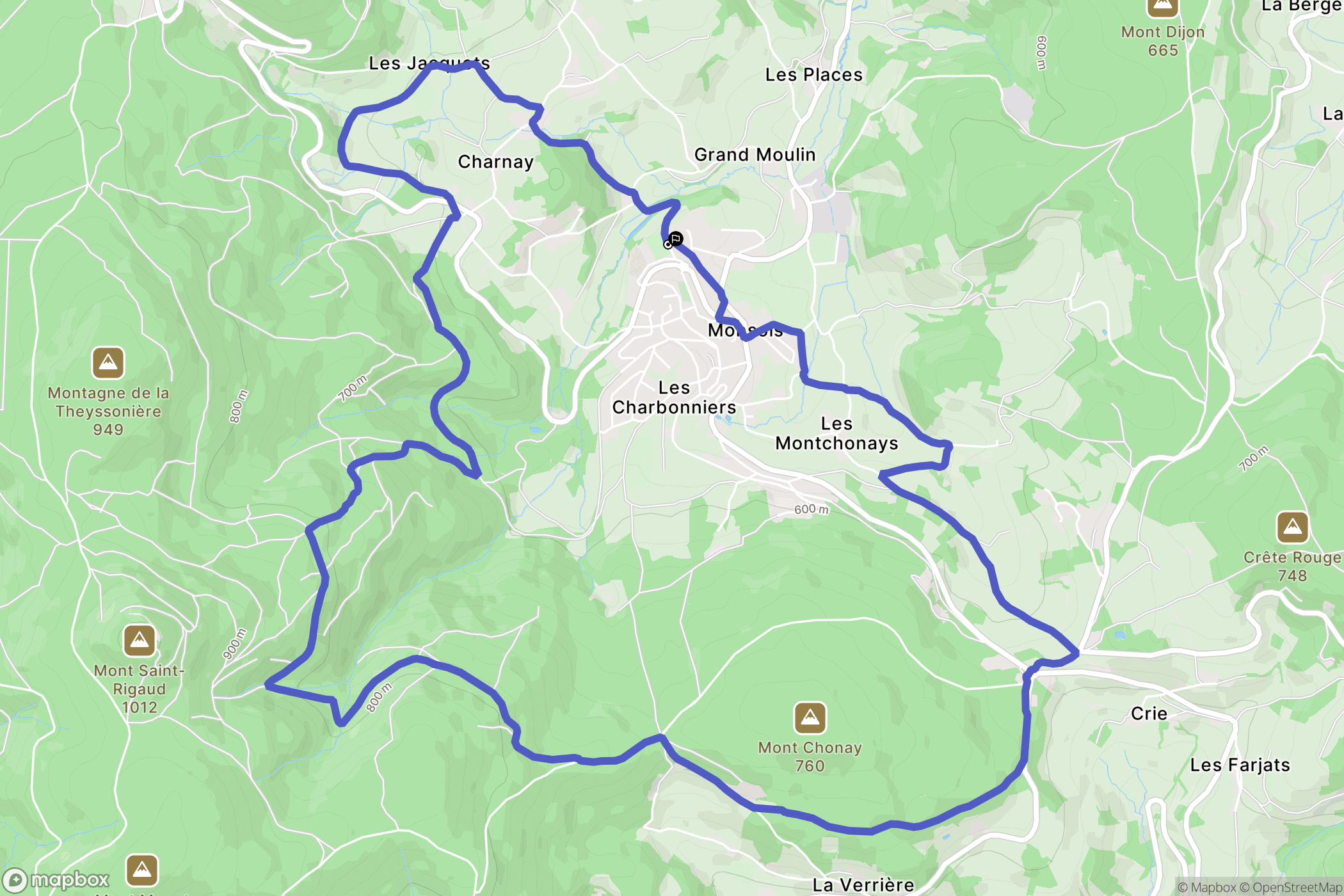 Deux-Grosnes : carte du parcours de randonnée - France