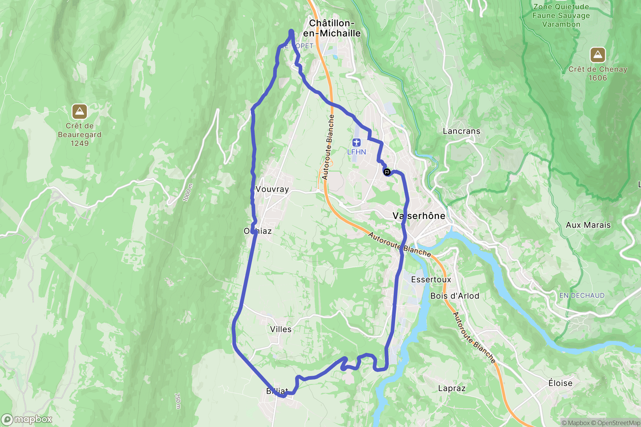 Valserhône : carte du parcours de randonnée - France