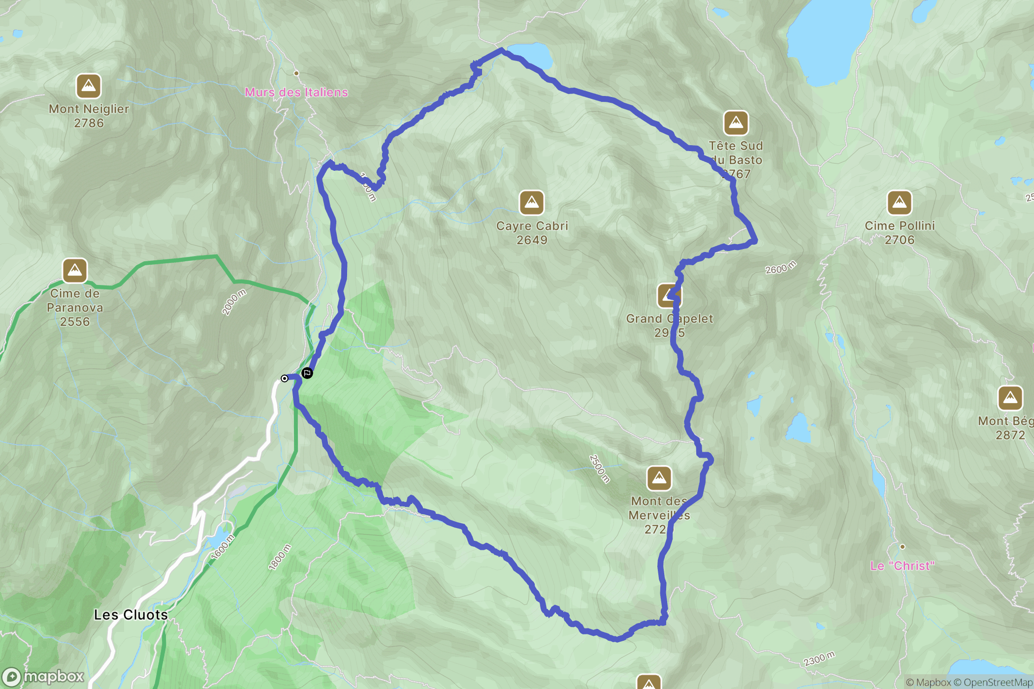 Belvédère : carte du parcours de randonnée - France