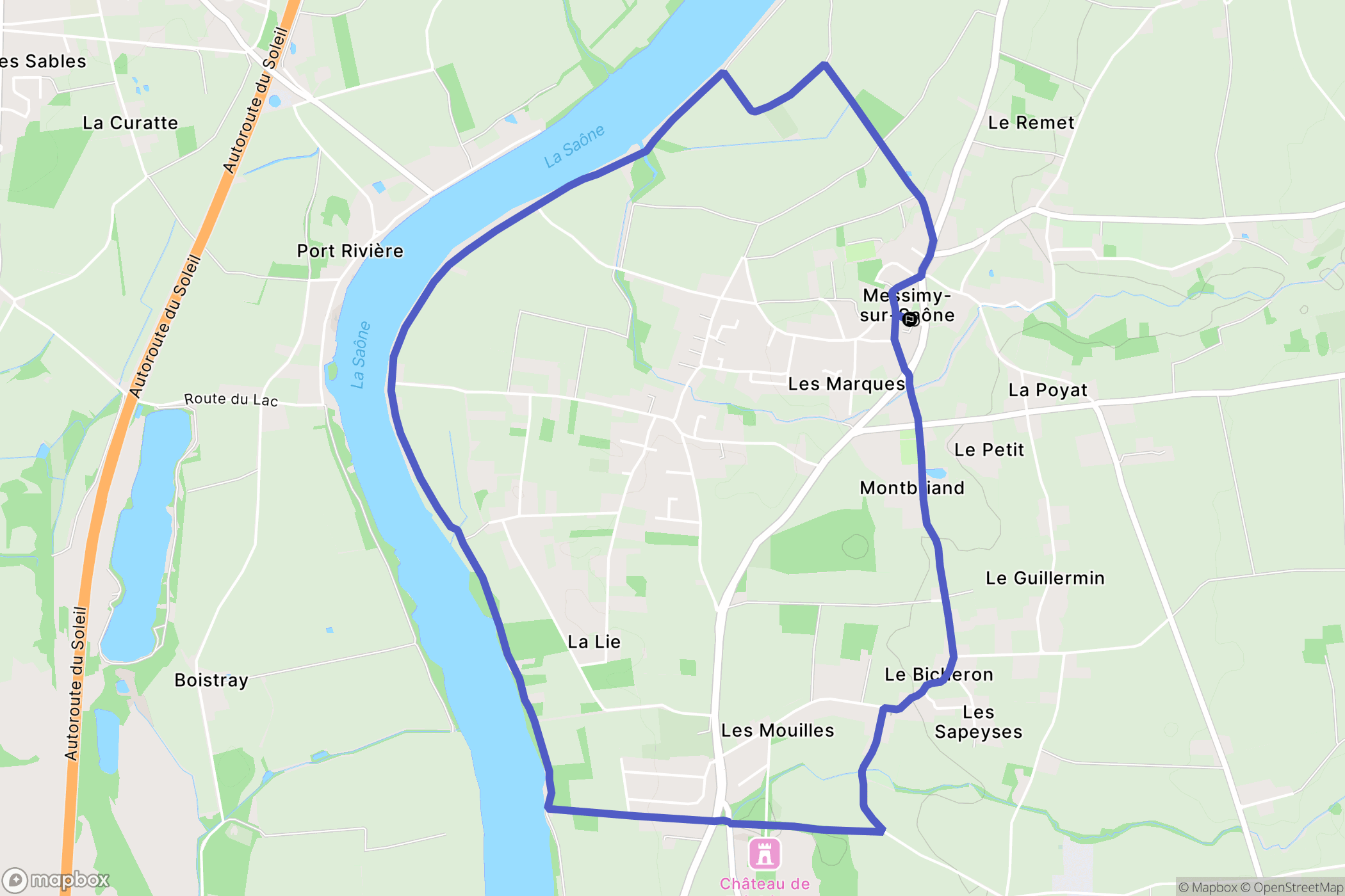 Messimy-sur-Saône : carte du parcours de randonnée - France
