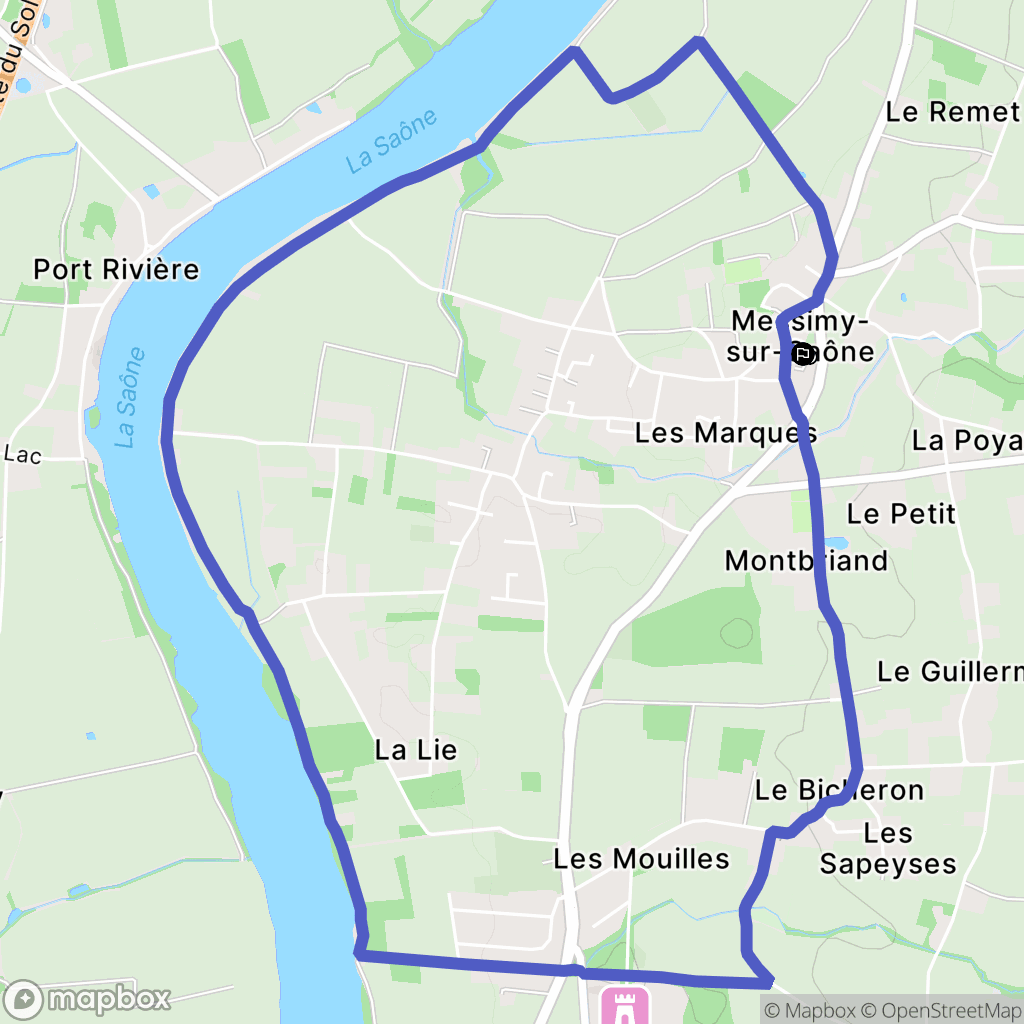 Messimy-sur-Saône : carte du parcours de randonnée - France