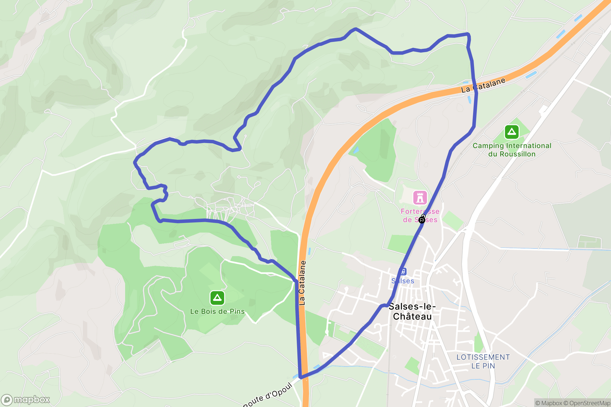 Salses-le-Château : carte du parcours de randonnée - France