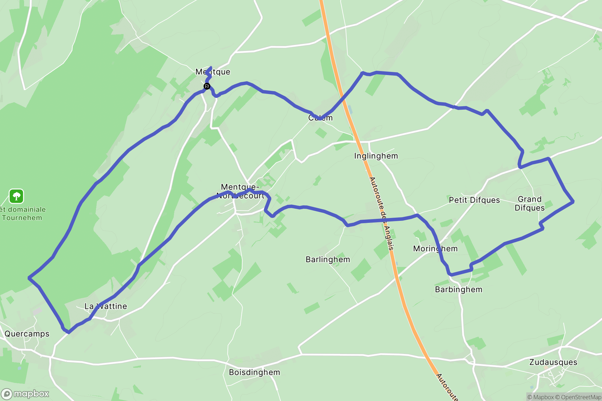 Mentque-Nortbécourt : carte du parcours de randonnée - France