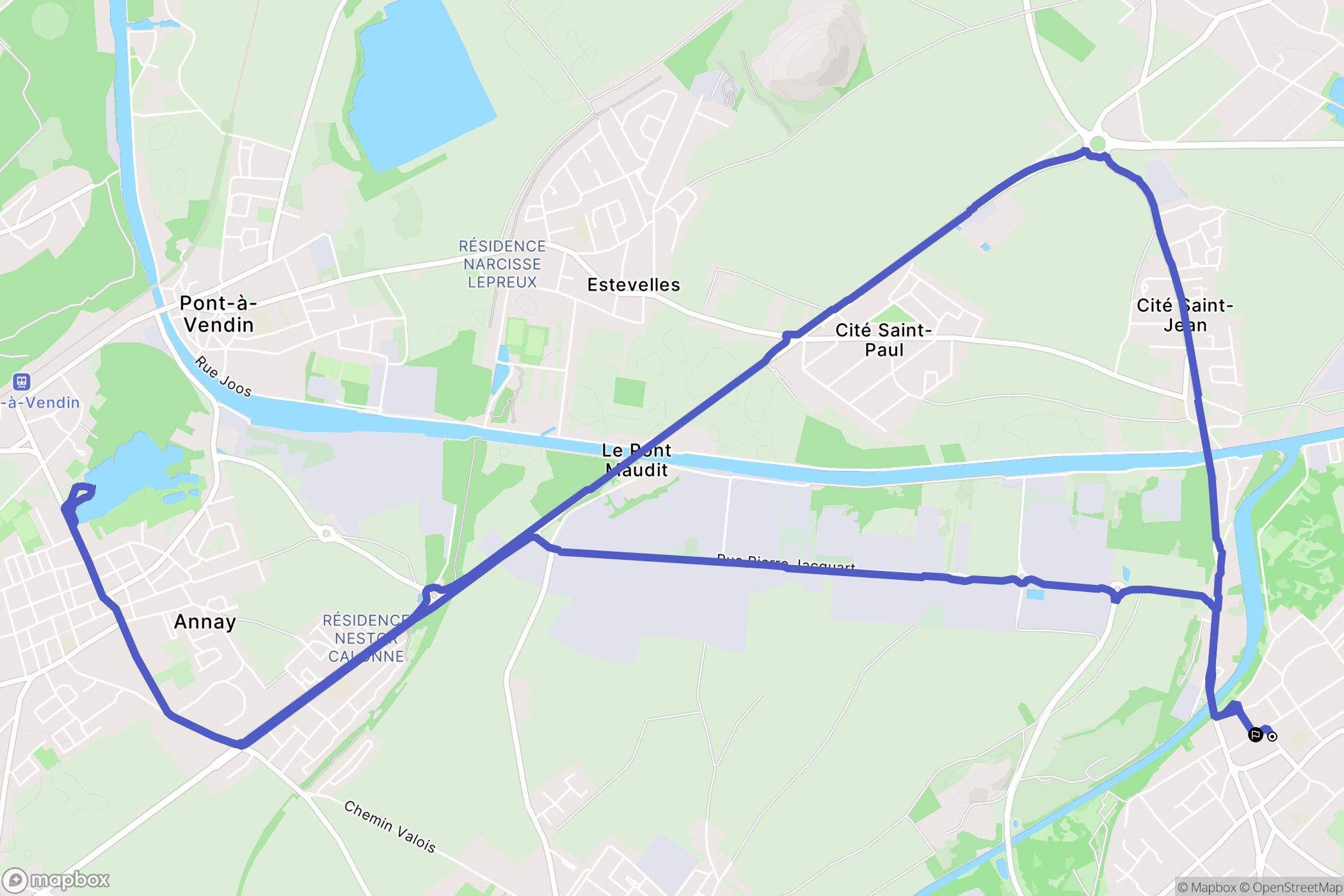 Courrières : carte du parcours de randonnée - France