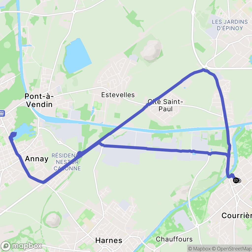 Courrières : carte du parcours de randonnée - France