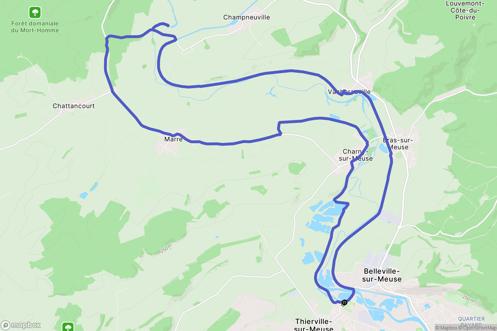 Thierville-sur-Meuse : carte du parcours de randonnée - France