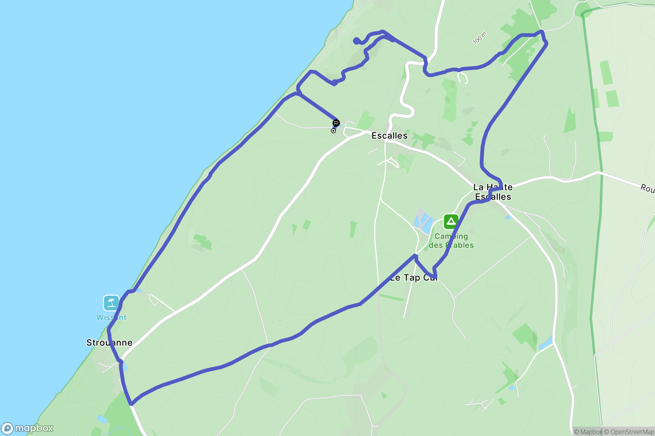 Escalles : carte du parcours de randonnée - France