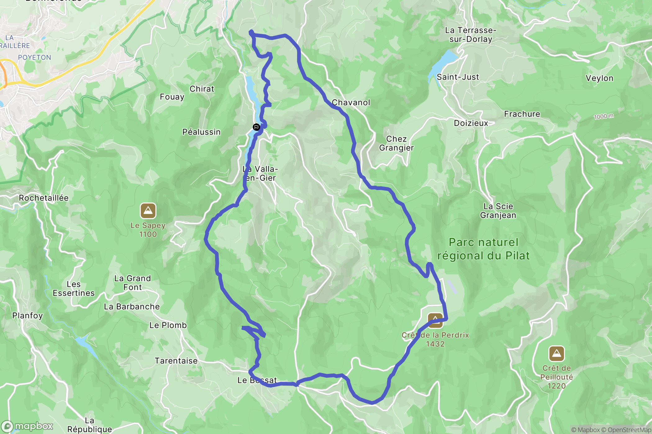 La Valla-en-Gier : carte du parcours de randonnée - France