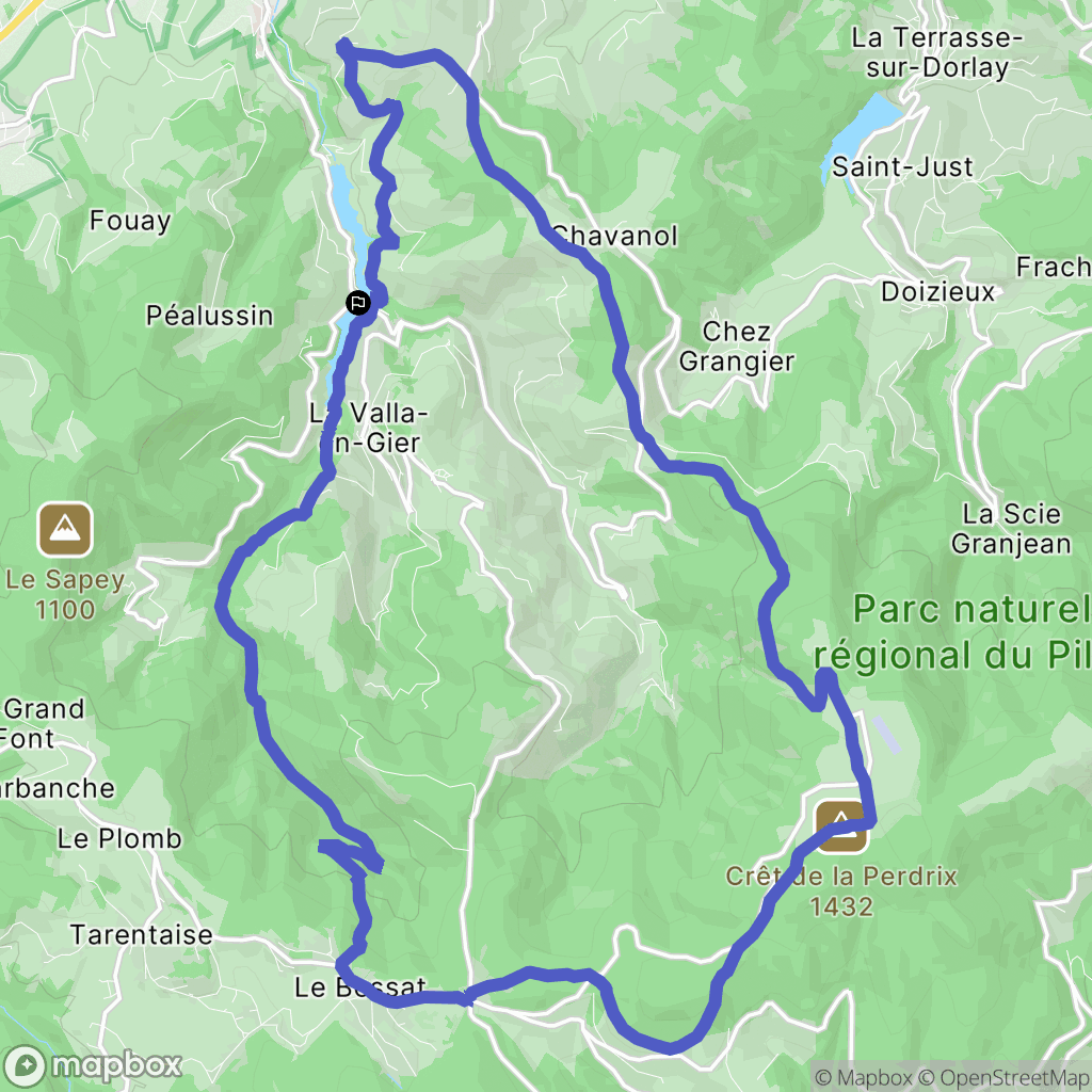 La Valla-en-Gier : carte du parcours de randonnée - France