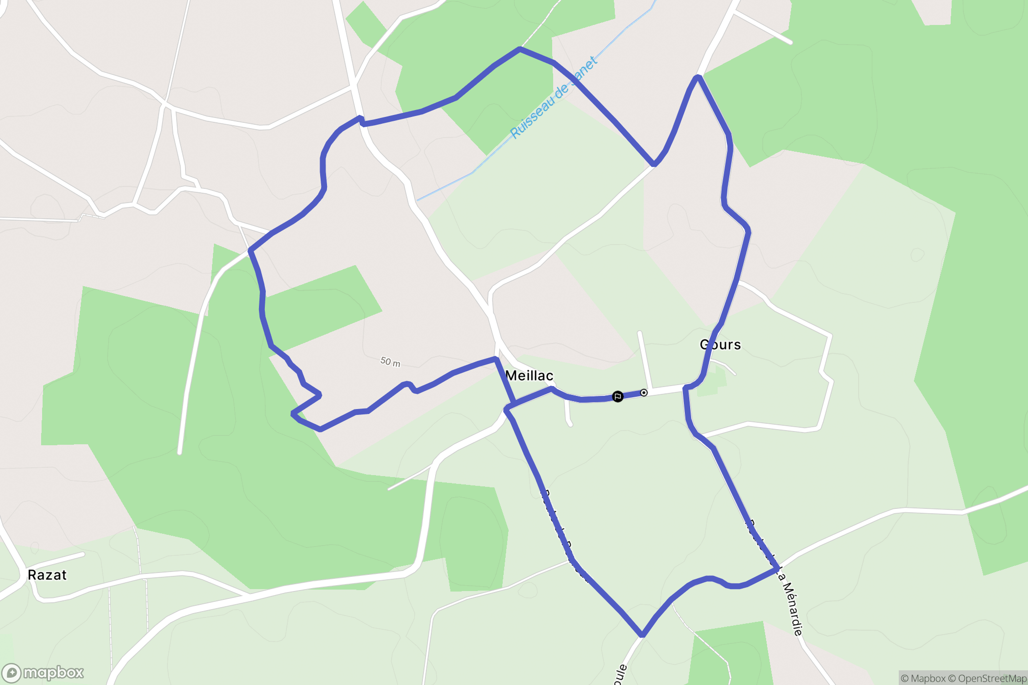 Gours : carte du parcours de randonnée - France