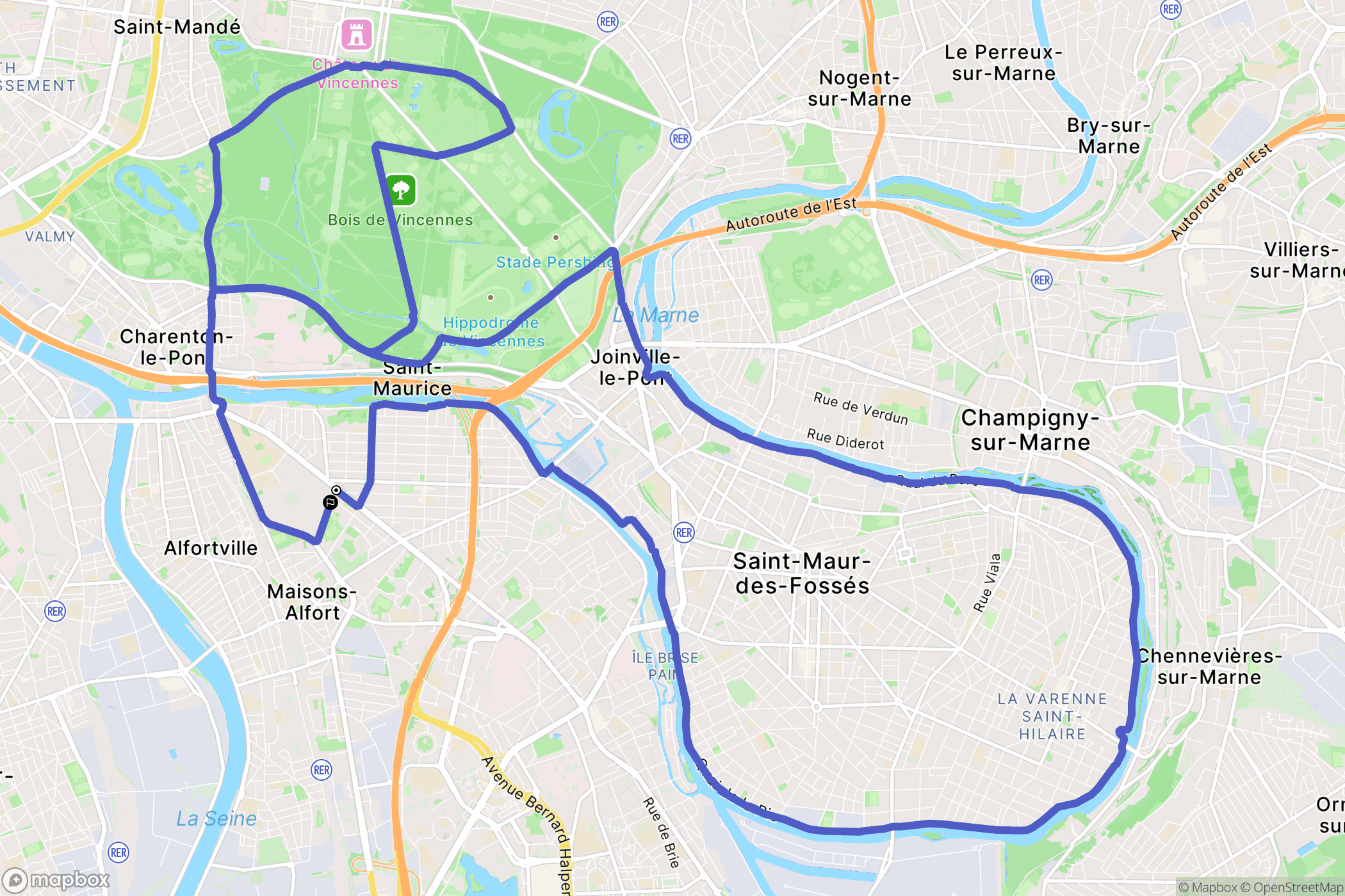 Alfortville : carte du parcours de randonnée - France