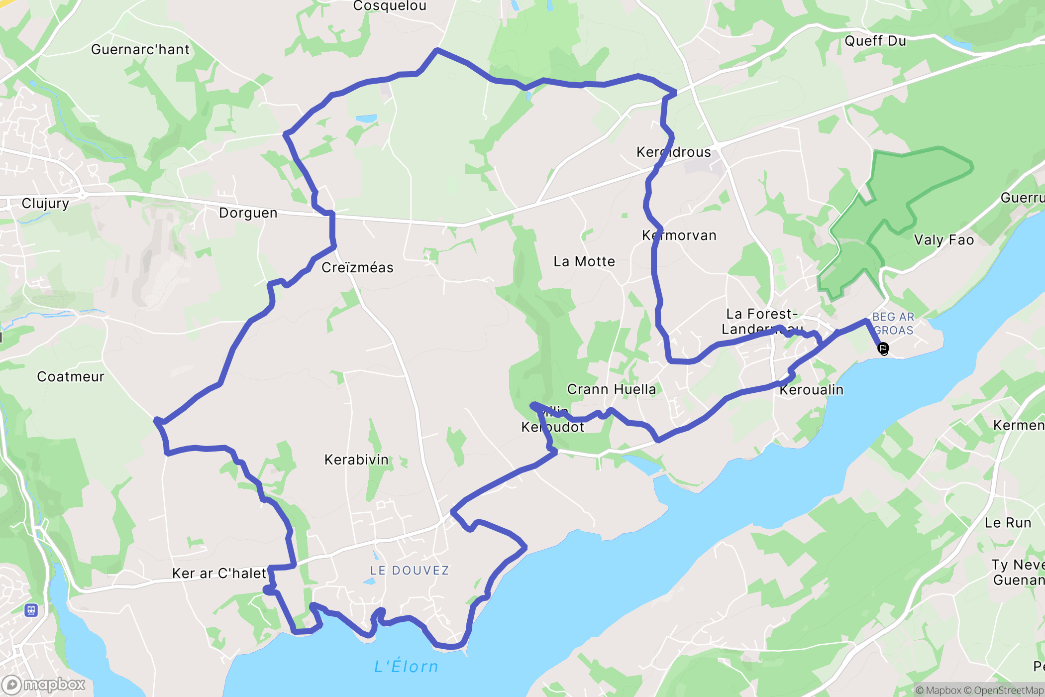 La Forest-Landerneau : carte du parcours de randonnée - France