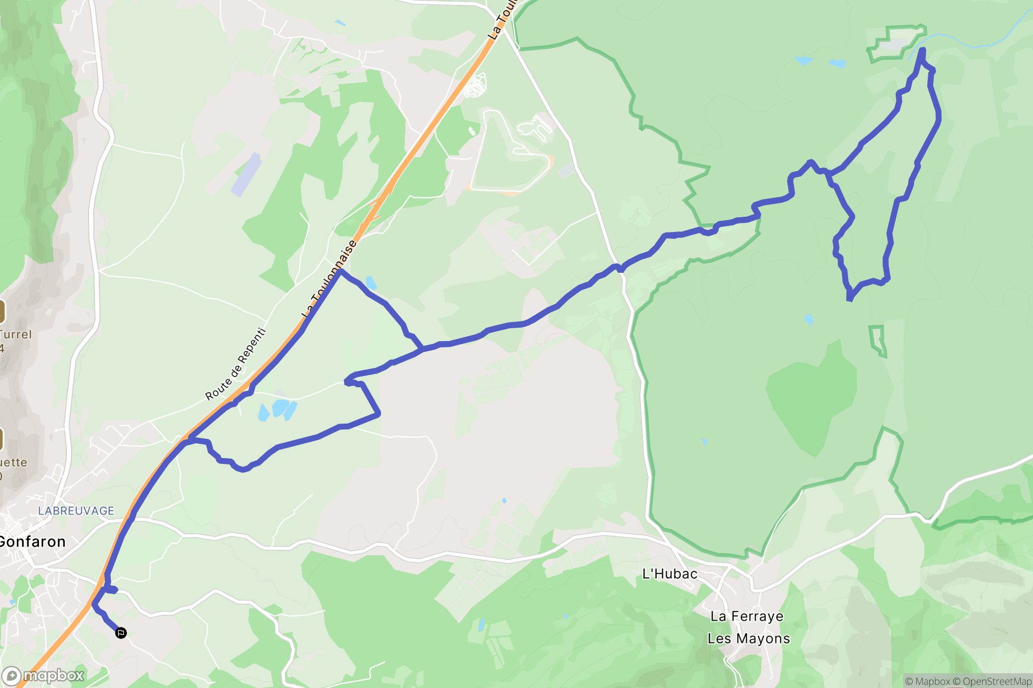 Gonfaron : carte du parcours de randonnée - France