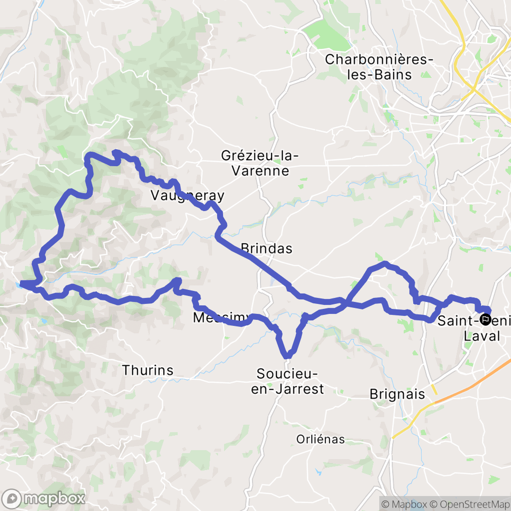 Saint-Genis-Laval : carte du parcours de randonnée - France