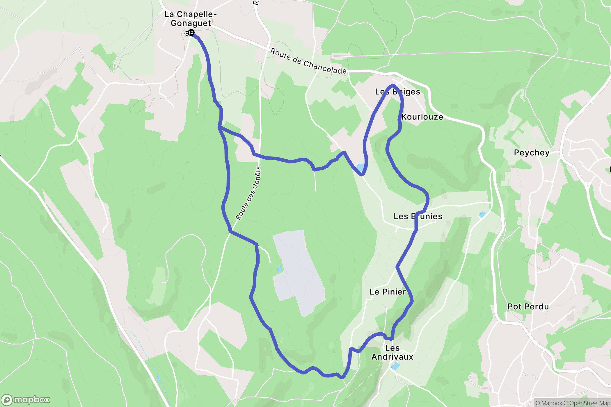 La Chapelle-Gonaguet : carte du parcours de randonnée - France