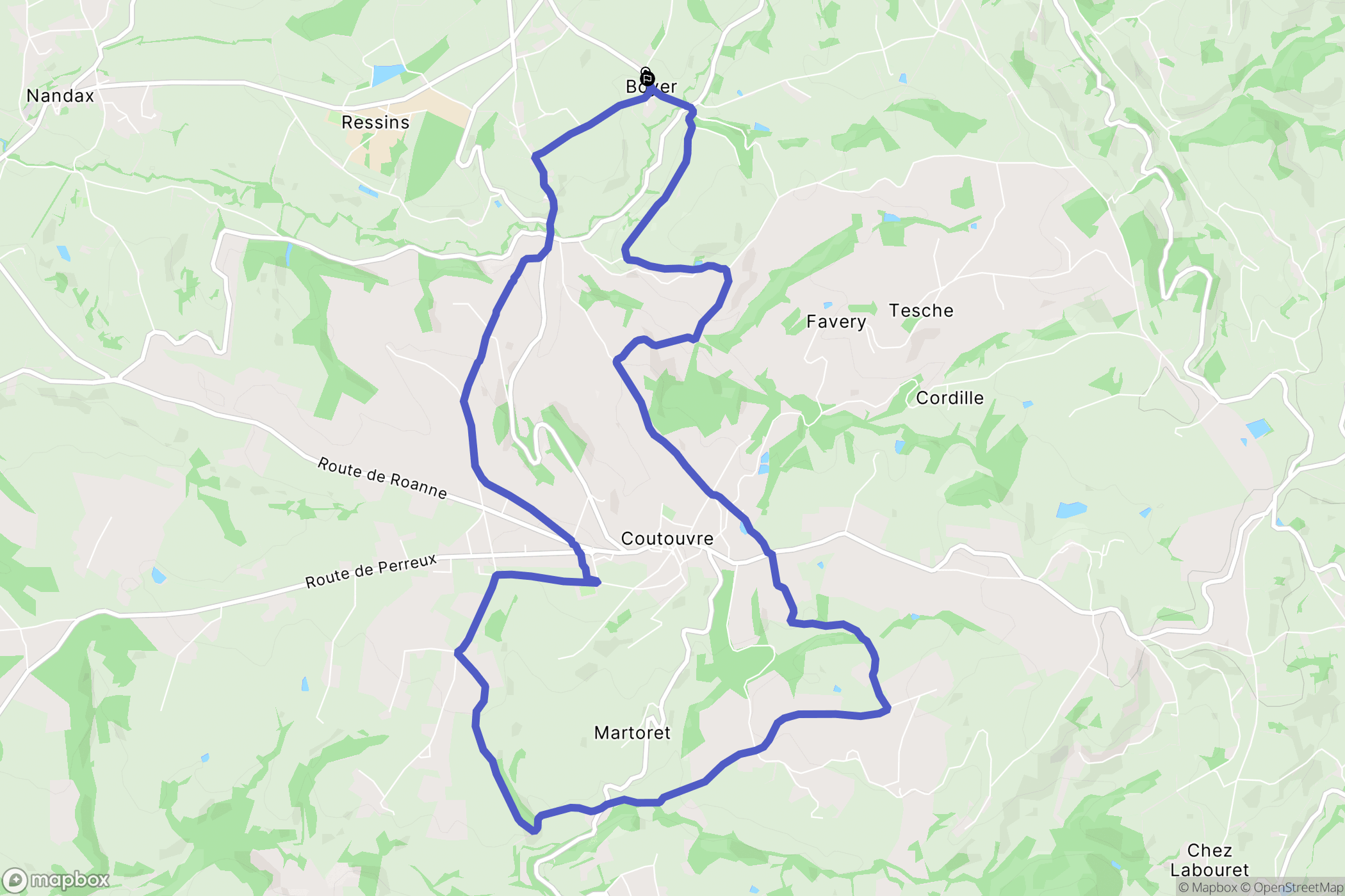 Boyer : carte du parcours de randonnée - France