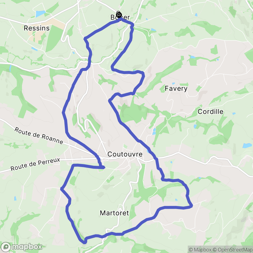 Boyer : carte du parcours de randonnée - France