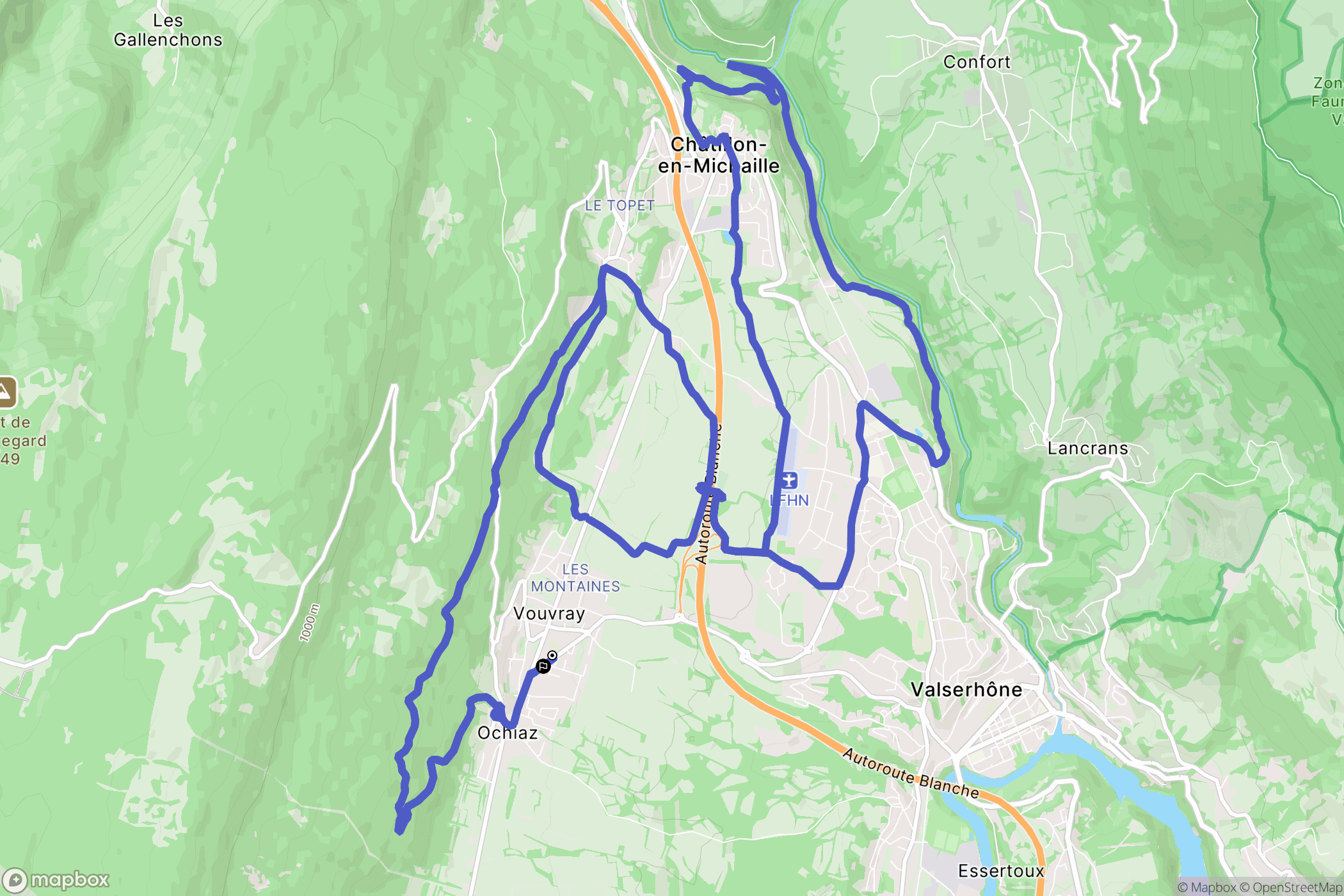 Valserhône : carte du parcours de randonnée - France