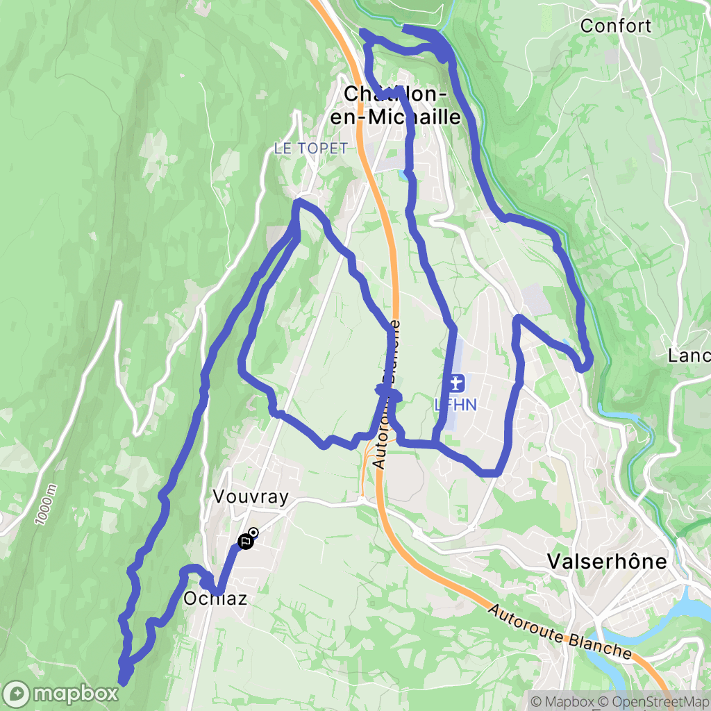 Valserhône : carte du parcours de randonnée - France