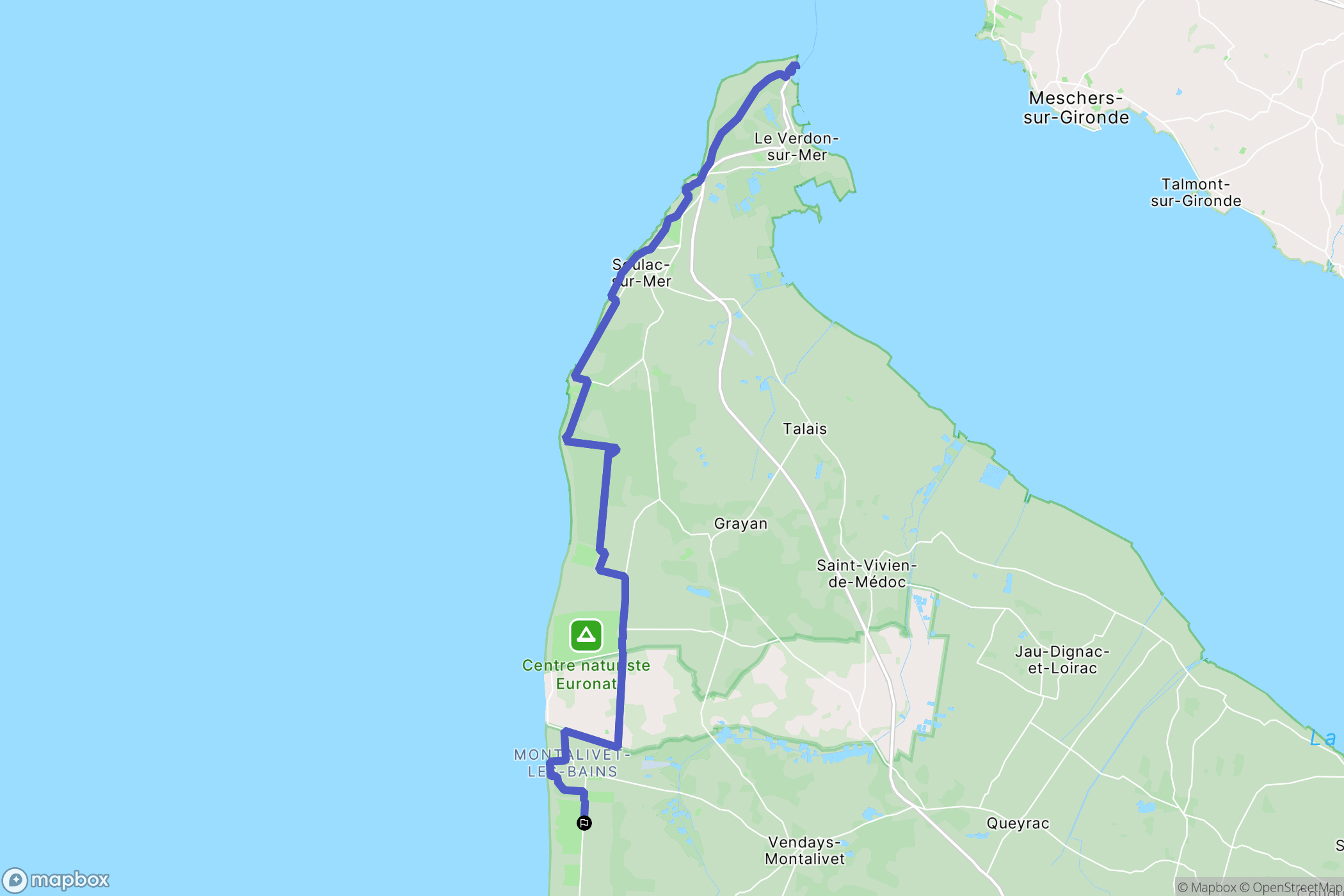 Vendays-Montalivet : carte du parcours de randonnée - France