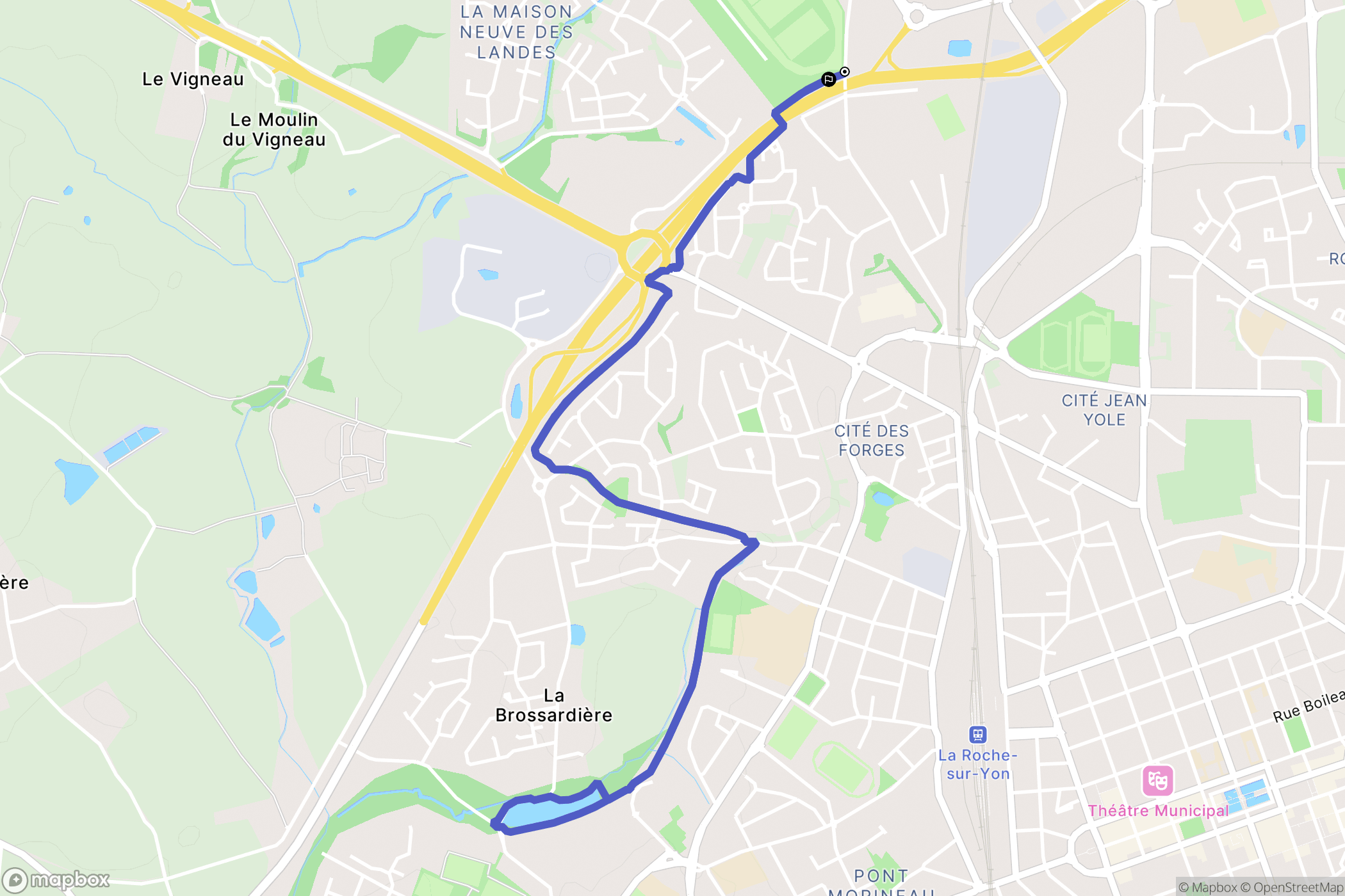 La Roche-sur-Yon : carte du parcours de randonnée - France