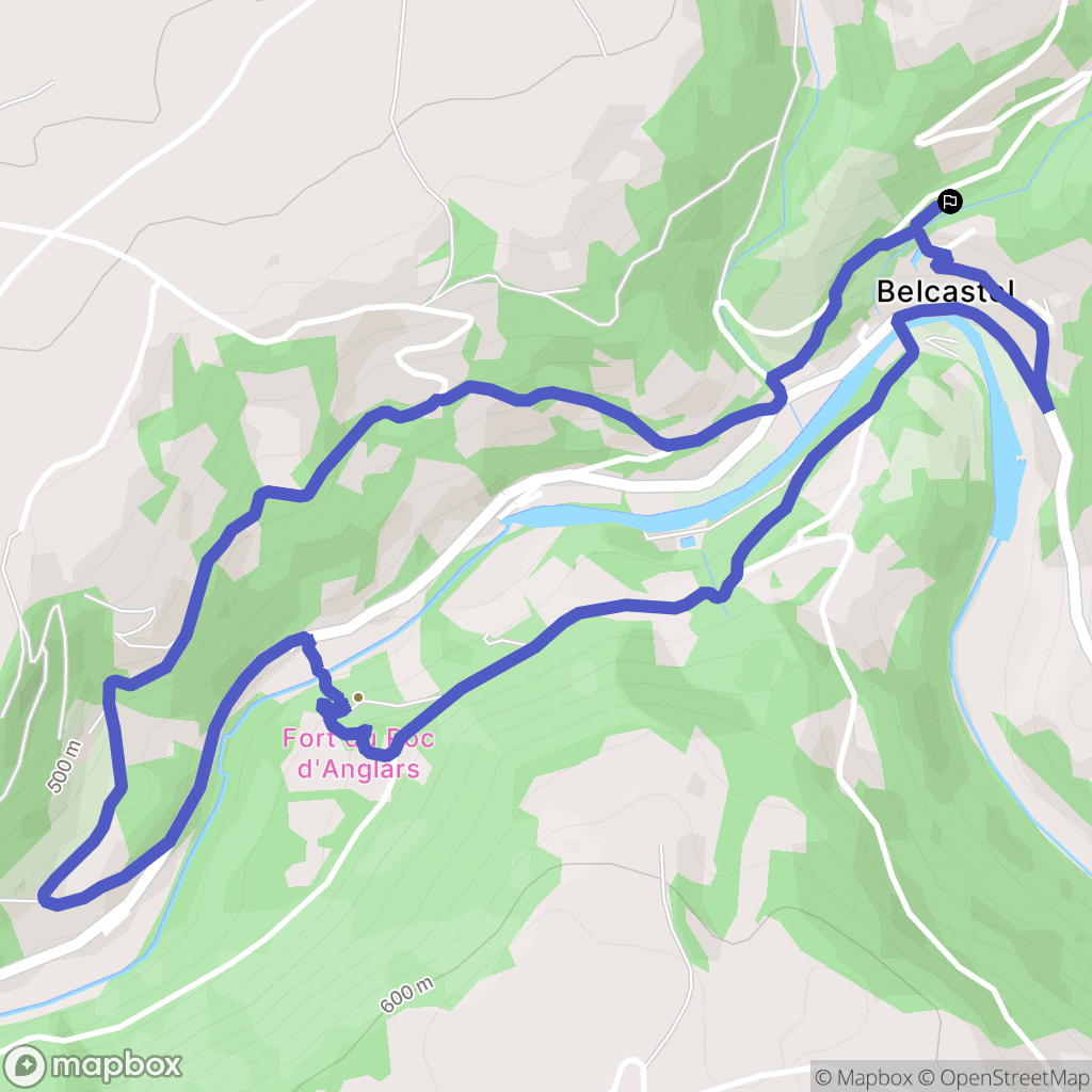 Belcastel : carte du parcours de randonnée - France