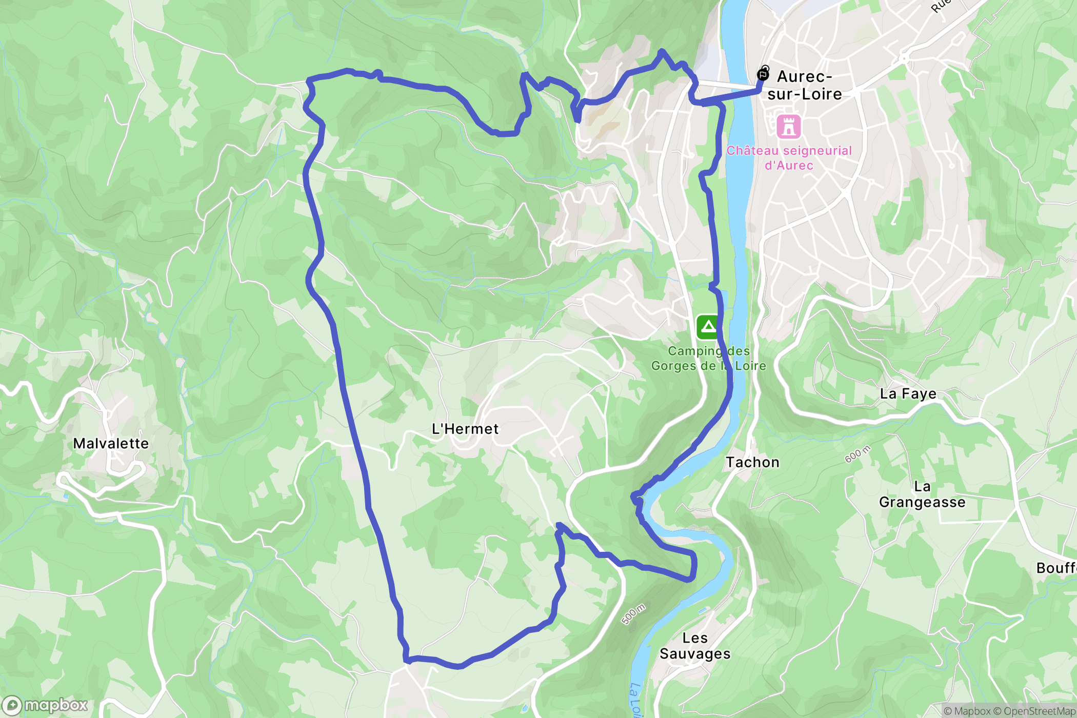 Aurec-sur-Loire : carte du parcours de randonnée - France
