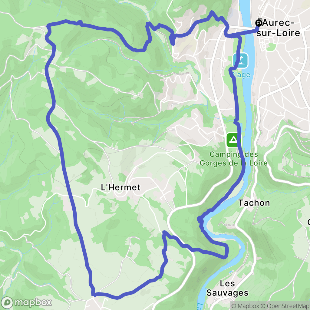 Aurec-sur-Loire : carte du parcours de randonnée - France