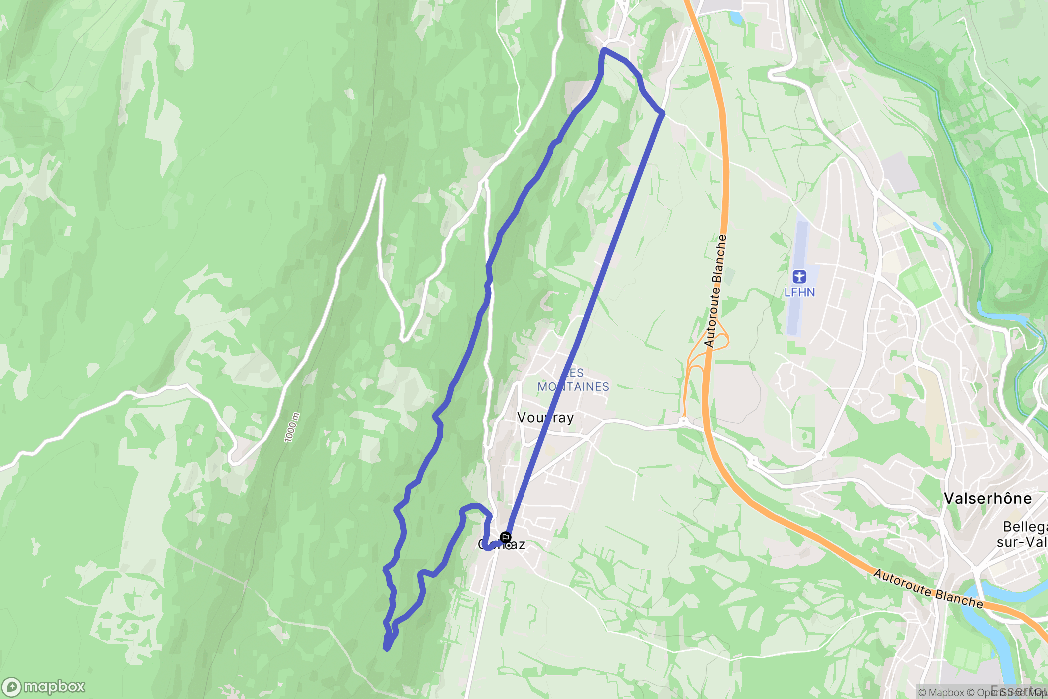 Valserhône : carte du parcours de randonnée - France