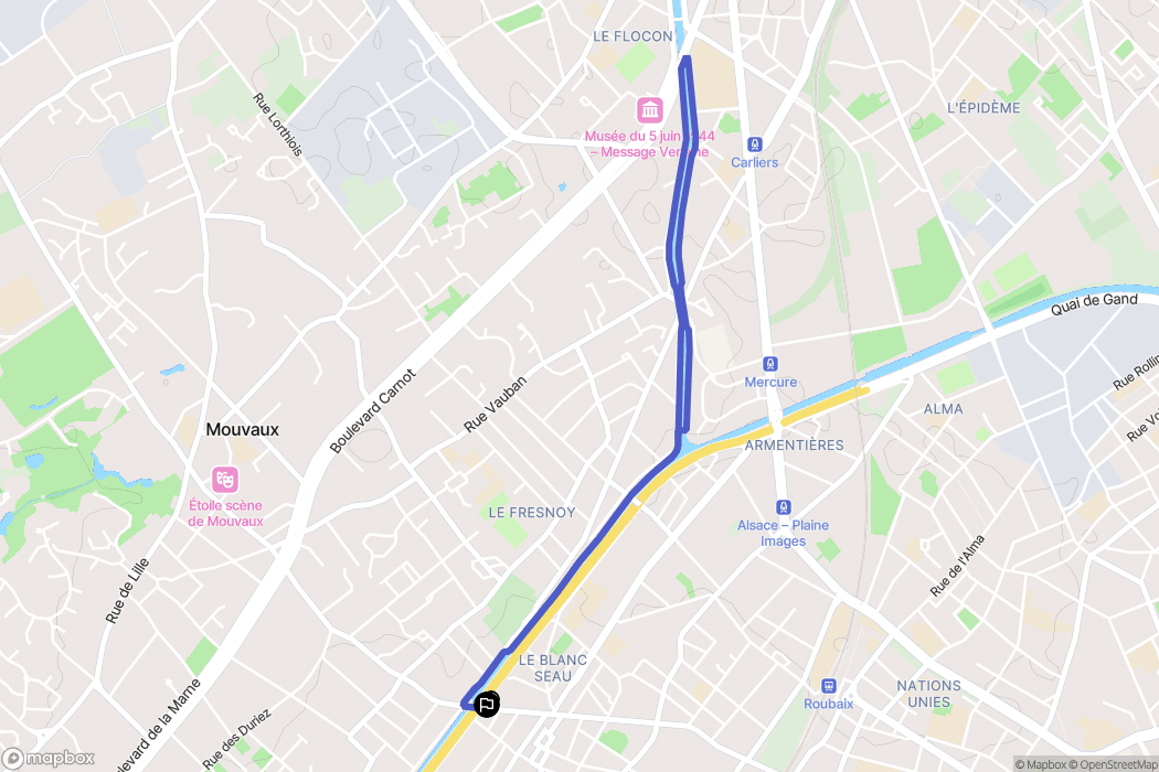 Tourcoing : carte du parcours de randonnée - France