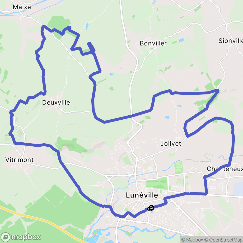 Lunéville : carte du parcours de randonnée - France