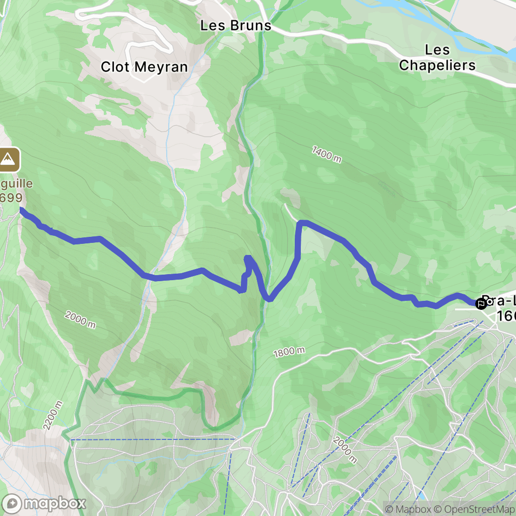 Uvernet-Fours : carte du parcours de randonnée - France