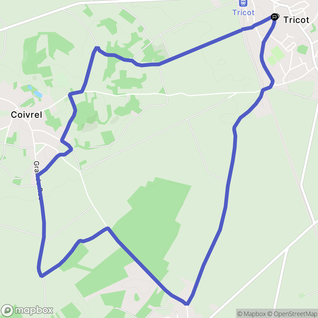 Tricot : carte du parcours de randonnée - France