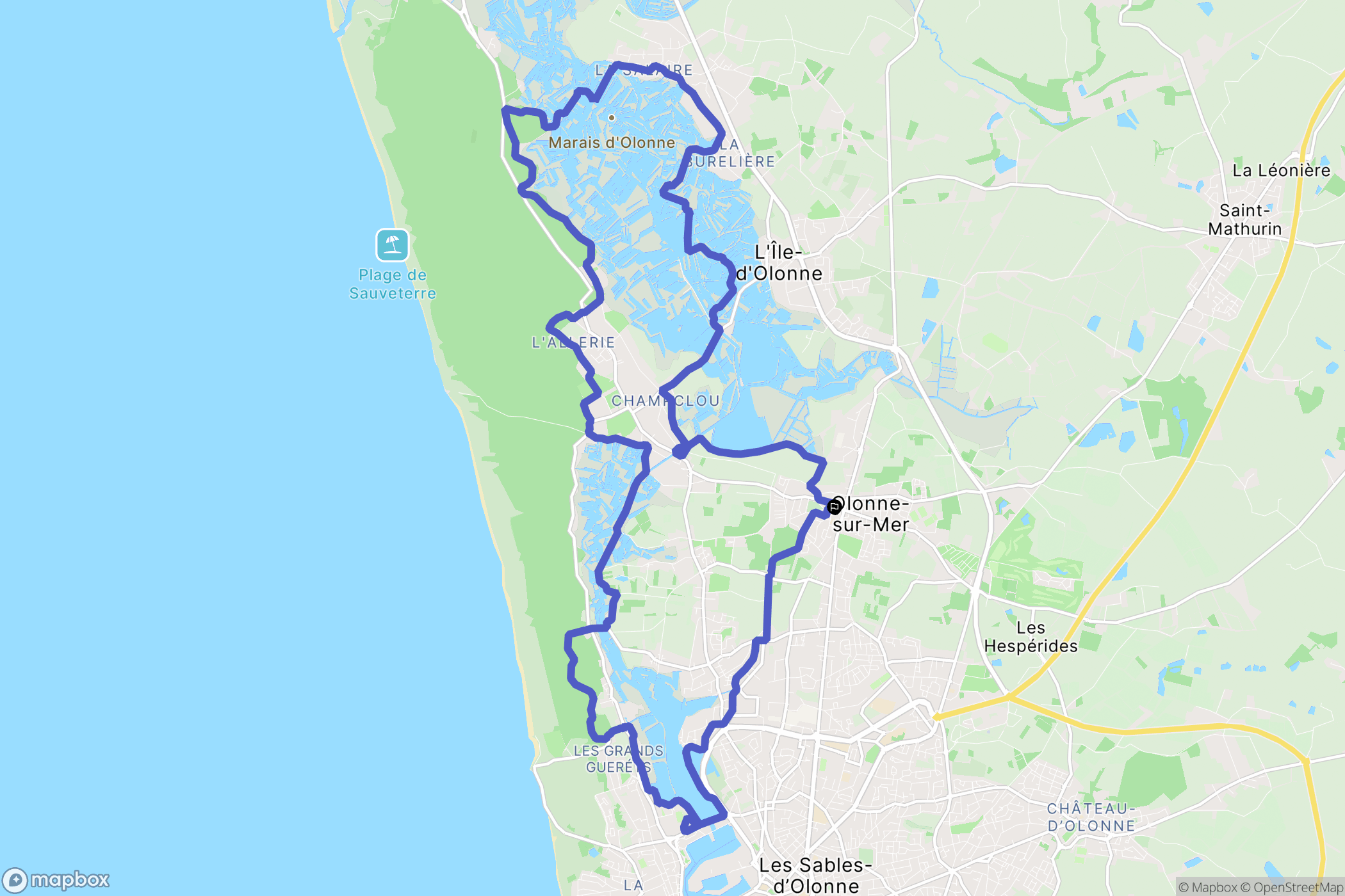 Les Sables-d'Olonne : carte du parcours de randonnée - France