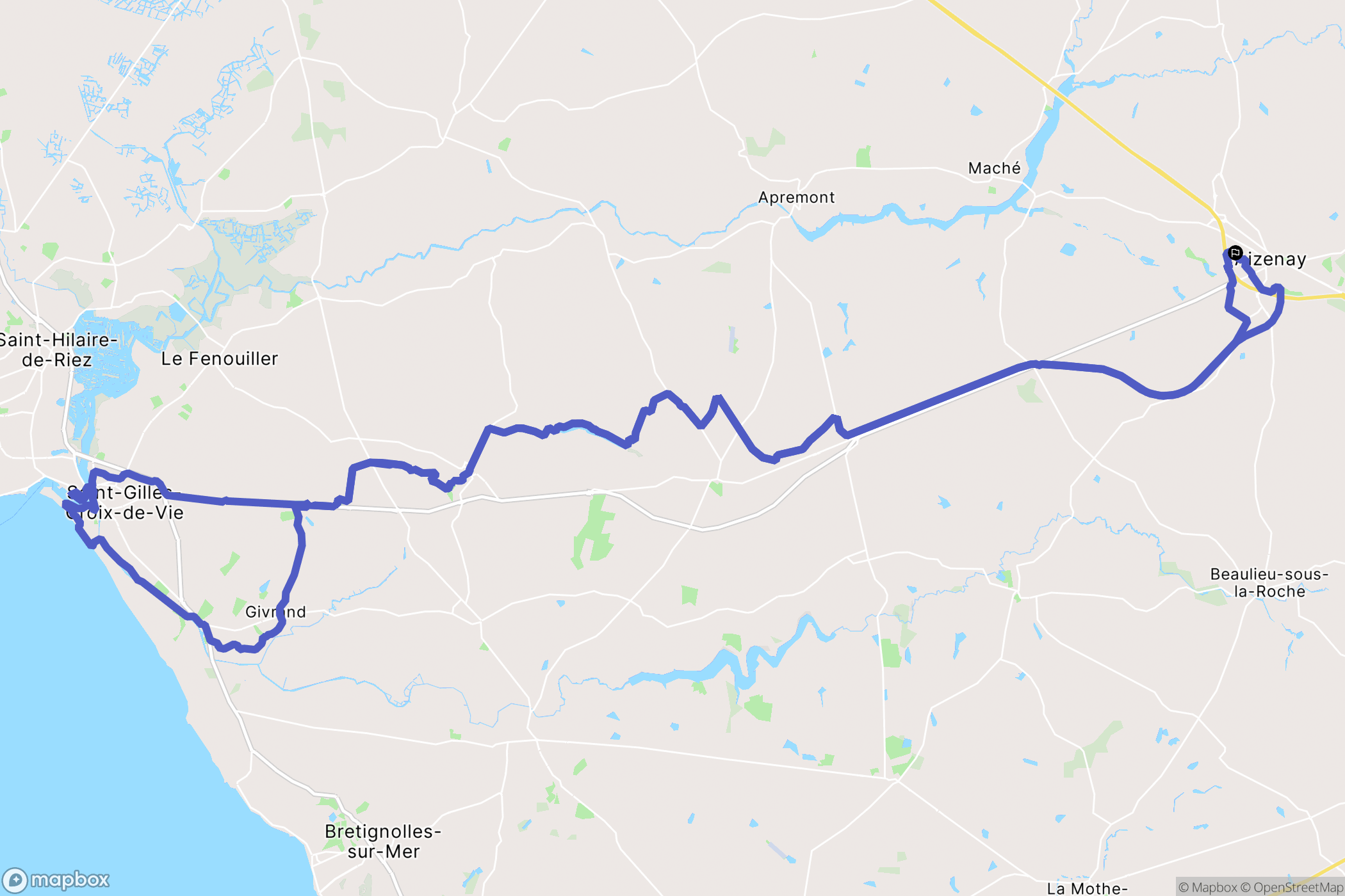 Aizenay : carte du parcours de randonnée - France