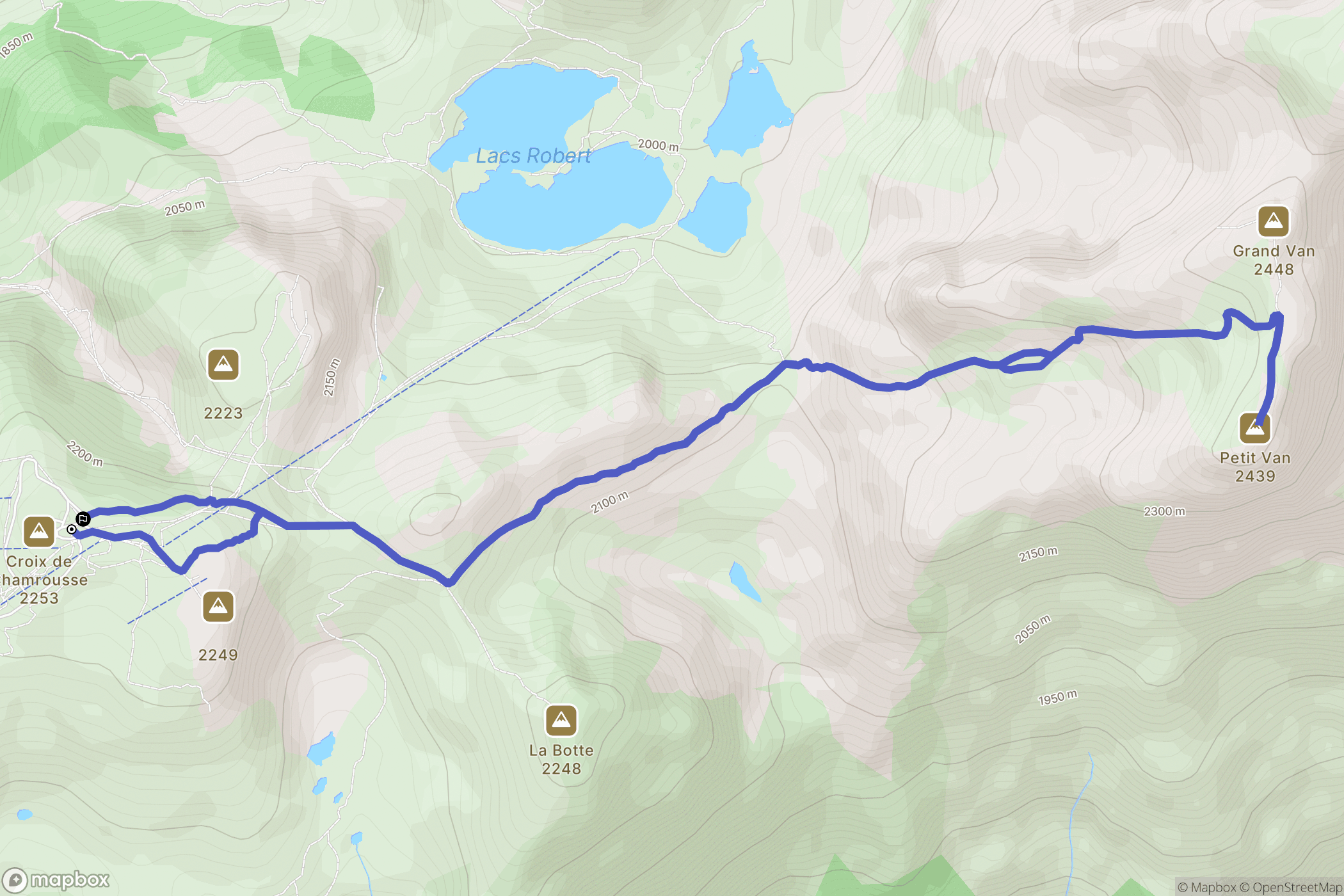 Chamrousse : carte du parcours de randonnée - France