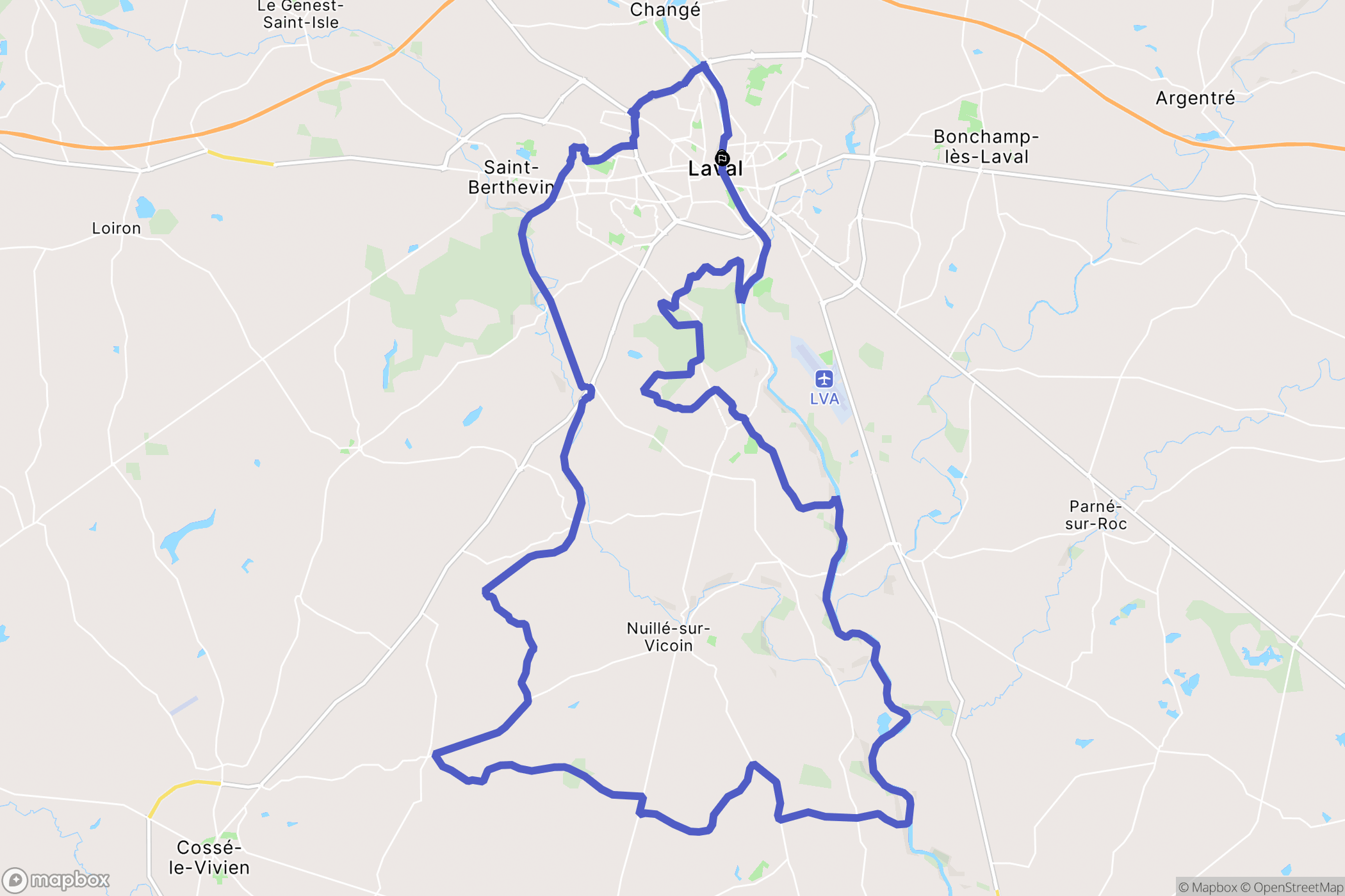 Laval : carte du parcours de randonnée - France