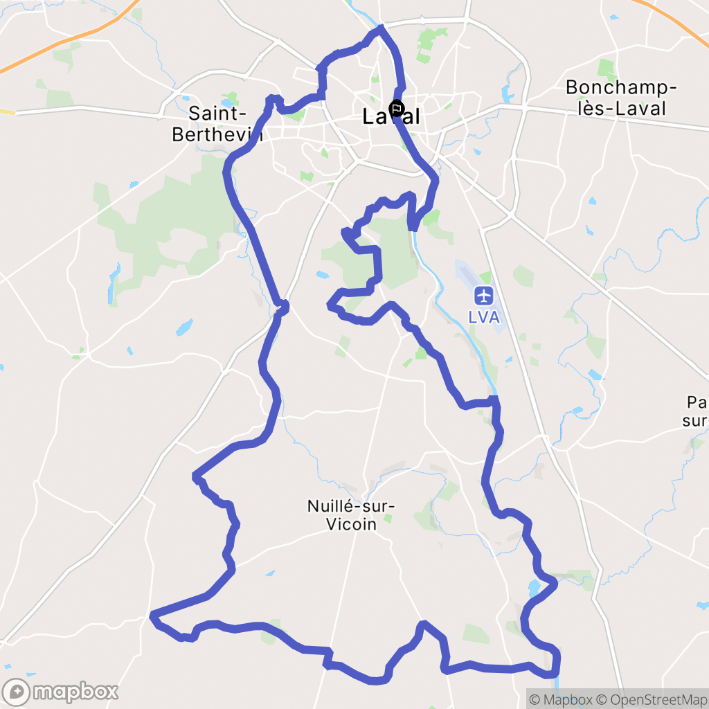 Laval : carte du parcours de randonnée - France